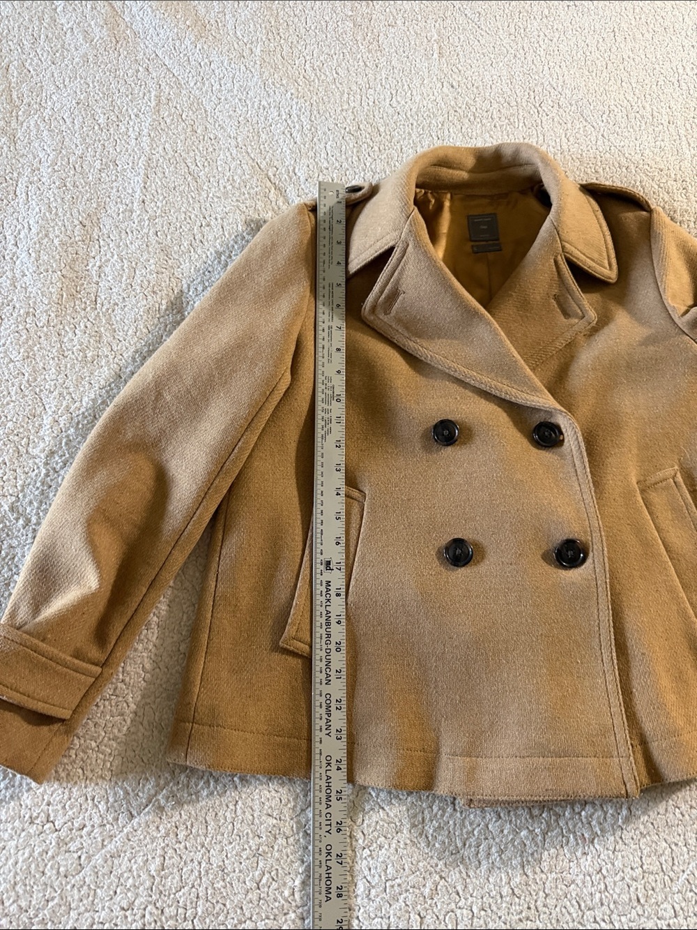 GAP Camel Double-Breasted Wool Blend Lanifico Nello Gori Peacoat Large - Picture 9 of 9